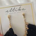 Ettika NWT  daydreamer tassel 18k gold plated earrings in black fabric Photo 5