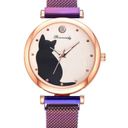 Women Fashion Watches Quartz Wristwatch Purple Mesh Belt Cat Dial Luxury Women Photo 3