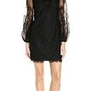 Trina Turk  Lace Overlay Mini Dress Cut Out Neckline Sheer Balloon Sleeve Black 4 Photo 0