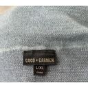 Coco + Carmen  Blue Gray Knit Cardigan Fur Pom Size L/XL Sweater Photo 5