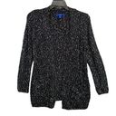 Apt. 9  Medium Women Sweater Cardigan Crochet Long Black White Open Front Pockets Photo 0