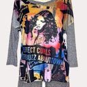 Sweet Rain  Novelty Graphic Knit Top Blouse High Low Gray S bv Photo 0