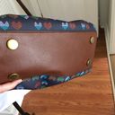 Fossil  Sydney Satchel Brown and Navy With Hearts Med Size Crossbody Satchel Bag Photo 5