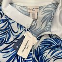 Tommy Bahama  Womens Sleeveless Floral Golf Polo Shirt UPF Shirt White Blue Med Photo 1