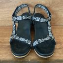 Teva  Arabella Wedge Cork Heeled Sandal Black White Mosaic Size 9 Open Toe Photo 2