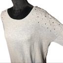 AB Studio  Embellished Heather Gray Long Sleeve Tee Photo 9