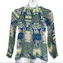 Sharagano  Long Sleeve Crinkle Peplum Hem Blouse size Small Photo 7