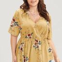 Bloomchic  Floral Print Wrap Ruffles Asymmetrical Hem Blouse Yellow Size 12 NWT Photo 0