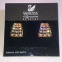 Swavorski Swarovski Signature Vintage Gold Tone CZ Rhinestone Crystal Pierced Earrings Photo 2