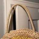 American Eagle  yellow tan straw circle sun tote bag Photo 3