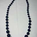 Vintage Blue  Glass Bead with Gold Tone Chain Necklace Photo 0