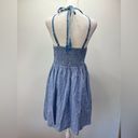 Flying Tomato NEW  Denim Blue Striped Paisley & Lace Ruched Back Halter Dress M Photo 4