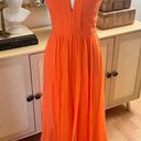 BCBG MAXAZRIA Orange Silk Deep V Maxi Dress‎ Halter Gown Size 6 Photo 1