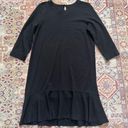 J.Jill  Women's Ruffle Bottom 3/4 Sleeve Ponte Knit Shift Dress Black Size Medium Photo 1