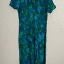 Vintage Blue  Green Floral Maxi Dress 6 Petite Photo 1