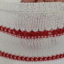 W By Worth  Womens Sweater Size S Stripe Fringe Open Knit White Red Long Sleeve Photo 25