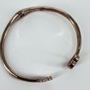 Nine West  Rose Gold Hinged Cuff Black Rhinestones Pave Heart Bangle Bracelet Photo 5