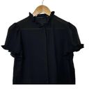 T Tahari  Short Sleeve Black Semi-Sheer Ruffled Button Up Blouse Women's Sz XS Photo 7