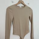 Wilfred - Long Sleeve Rib Body Suit Tan Aritzia Snap Closure Thong Photo 2