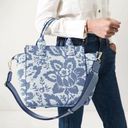 Rothy's Rothy’s The Handbag Jardin Blue Floral Print Texture Crossbody Shoulder Bag Tote Photo 0