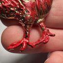 Rafaelian Bird Rooster Chicken Brooch Pin Red Paint / Gold Tone Photo 1