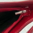 Vintage Y2K Leather Baguette Bag Purse Zip Closure Minimalist Cherry Red Photo 4