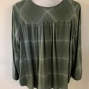 Style & Co Womens Petite Green Plaid Henley Shirt - Petite Medium Photo 1