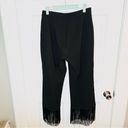 Lulus  Catch a Crush Black Fringe Cropped Pants Flat Front Black L NWT Photo 4