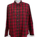 Nordstrom Vintage  Button-Up Shirt Women Plaid Long Sleeve Red Collar Tomboy Work Photo 4