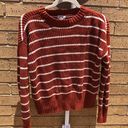 Brown and white striped long sleeve crew neck sweater Photo 0