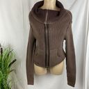 Nine West  Brown Zip Up Ribbed Long Sleeve Grunge Streetwear Sweater S Photo 2