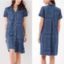 J.Jill  blue paisley print button up denim shirt dress  Photo 1