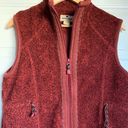 Woolrich  Shearling Vest Women’s Black Cherry Red Sherpa Zip Up, Size Small Photo 8