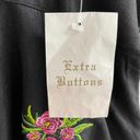 Coldwater Creek 00s  Vintage Black Pink Floral Embroidered Button Up Photo 5