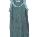 Michael Stars VTG  Sleeveless Shirt Tank Top Knit Stretch Blue Lace Trim Green OS Photo 0