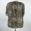 Apt. 9 CHEETAH  LEOPARD ANIMAL PRINT BLACK TAN SHORT SLEEVE BUTTON FRONT BLOUSE L Photo 1