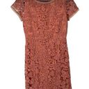 Doe & Rae  Coral Floral Crochet Short Sleeve Dress Photo 0