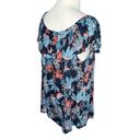 J.Jill  Love Linen Sarasa Womens Ruffled Tropical Print Top‎ Navy Blue Size Large Photo 9