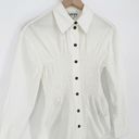 Ganni  Ruched Cotton Poplin Shirt Button Down Long Sleeve White Women's 34 US 4 Photo 2