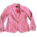 Talbots  Pink Coral Blazer 100% Linen Two Button Front With Peaked Lapel 8P Photo 10