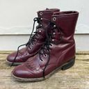 Justin Boots Vintage 80s  Dark Cherry Lace Up Roper Kilte Fringe Cowgirl 5.5B Photo 2