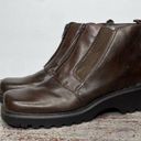 Vintage 90s 1990s square toe platform brown leather boots 6.5 Y2k 2000s Photo 0