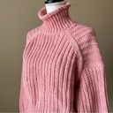 H&M  | Pink High Neck Chunky Knit Cropped Sweater Sz S Photo 2