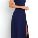 Petal and Pup  Laurel Navy Blue Tie Shoulder Side Slit Midi Dress 12 Photo 1