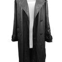 ZARA  Black Long Vegan Faux Leather Double Breasted Long Sleeve Trench Overcoat L Photo 0