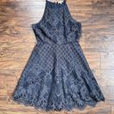 Black Swan  • Charlotte Lace Skater Dress mini apron neck crochet Charcoal Grey Photo 3