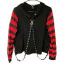 Hot Topic  Plus Size 1X Red & Black Stripe Harness Crop Hoodie Long Sleeve Goth Photo 1