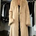 Jones New York Faux Suede Faux Fur Trim Long Coat Cream Size S Photo 1