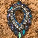 Vintage Blue Sarah Covertry  Aurora Borealis Stones‎ on Silver Tone Brooch Photo 0