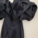 House Of CB  'Selena' Black Satin Puff Shoulder Dress off shoulder /Size XS NWOT Photo 6